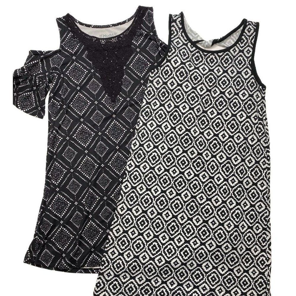 Lot of 2 Girls Black White Dresses Old‎ Navy & Mudd 10 12